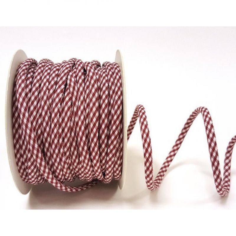 Red and White Gingham 5mm Pipa Cord x 10mtr