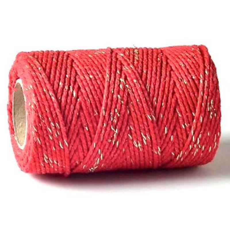 Red with gold sparcle 2mm Bakers Twine x 100m
