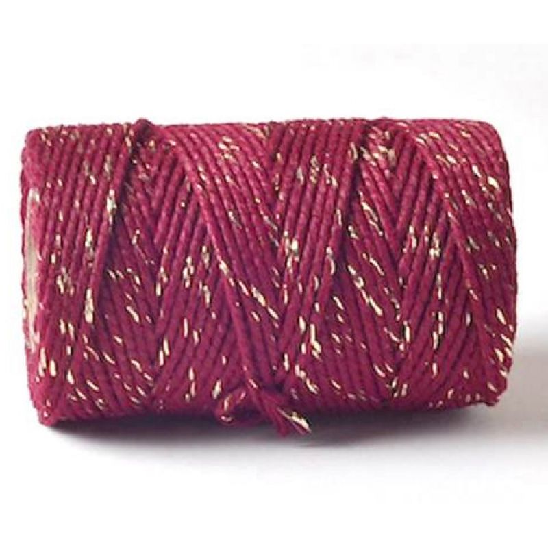 Burgundy with gold  2mm Bakers Twine x 100m