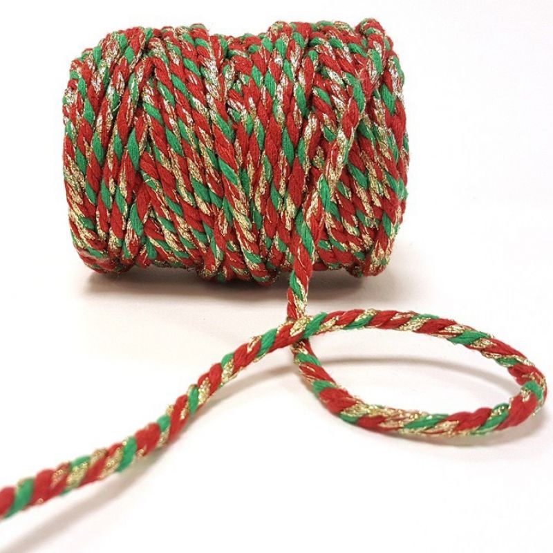 Red/Emerald Green with gold 5mm Bakers Twine