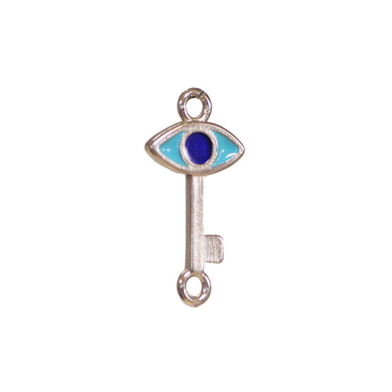 Key with evil eye - silver
