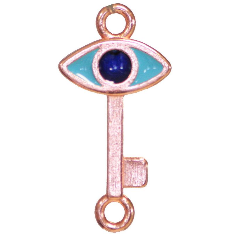 Key with evil eye - pink gold