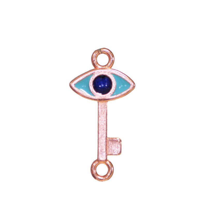Key with evil eye - pink gold