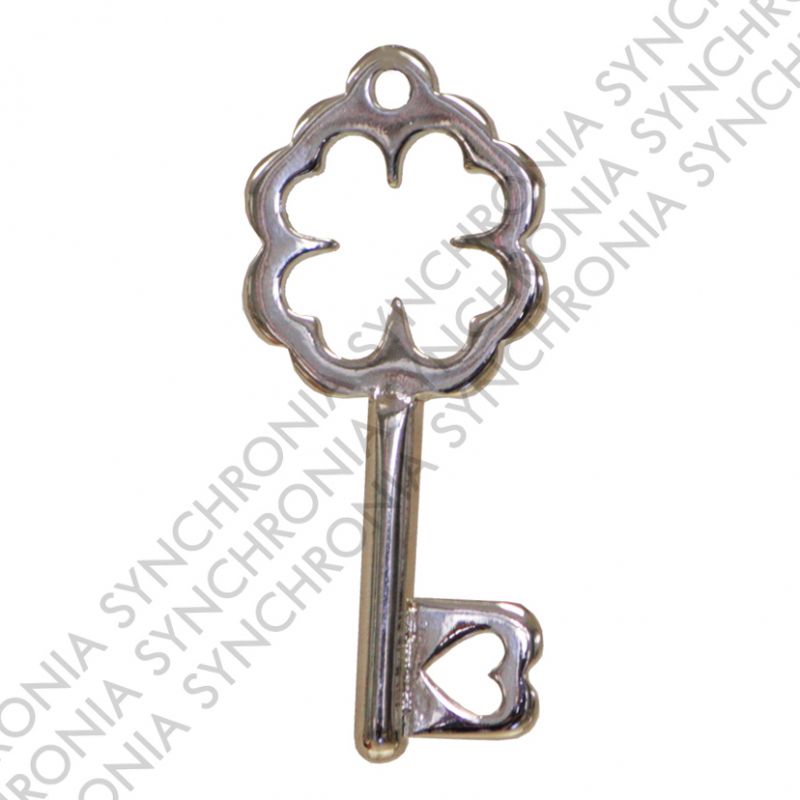 Key with 4 leaf clover 6,5cm - silver